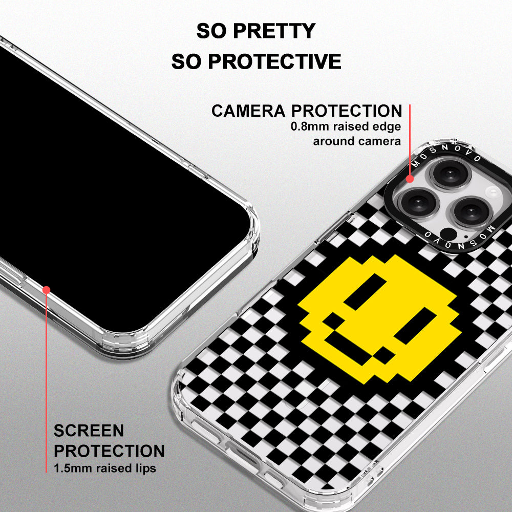 Smile Checkered Phone Case - iPhone 16 Pro Max Case - MOSNOVO