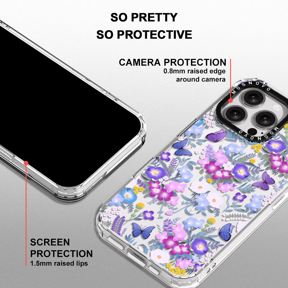 Purple Peri Nemophila Flower Phone Case - iPhone 16 Pro Max Case - MOSNOVO