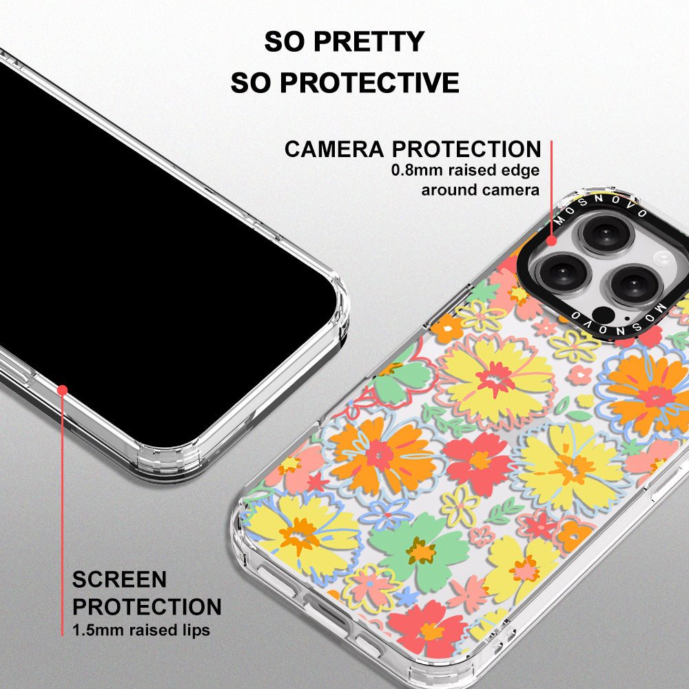 Retro Boho Hippie Flowers Phone Case - iPhone 16 Pro Max Case - MOSNOVO