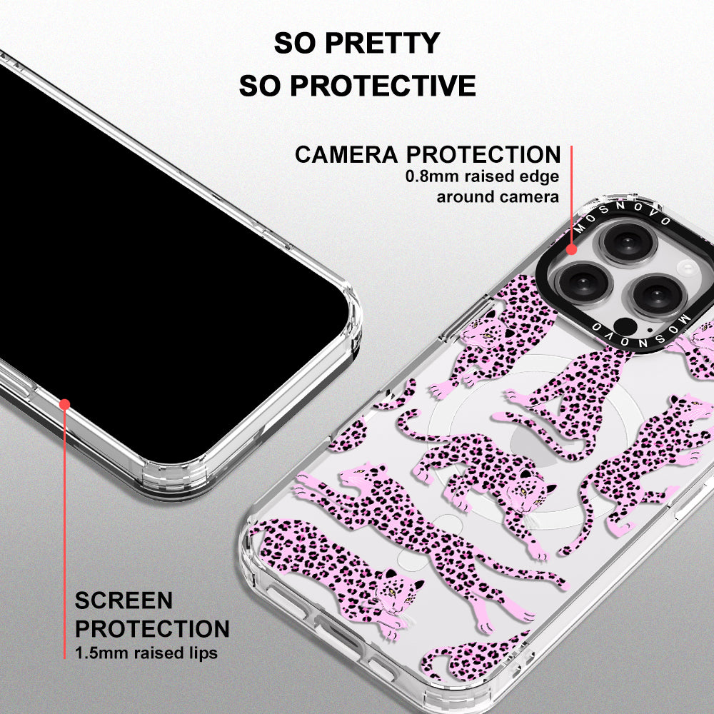 Pink Leopard Phone Case - iPhone 16 Pro Max Case - MOSNOVO