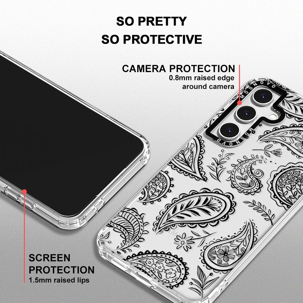 Black Paisley Phone Case - Samsung Galaxy S24 FE Case - MOSNOVO