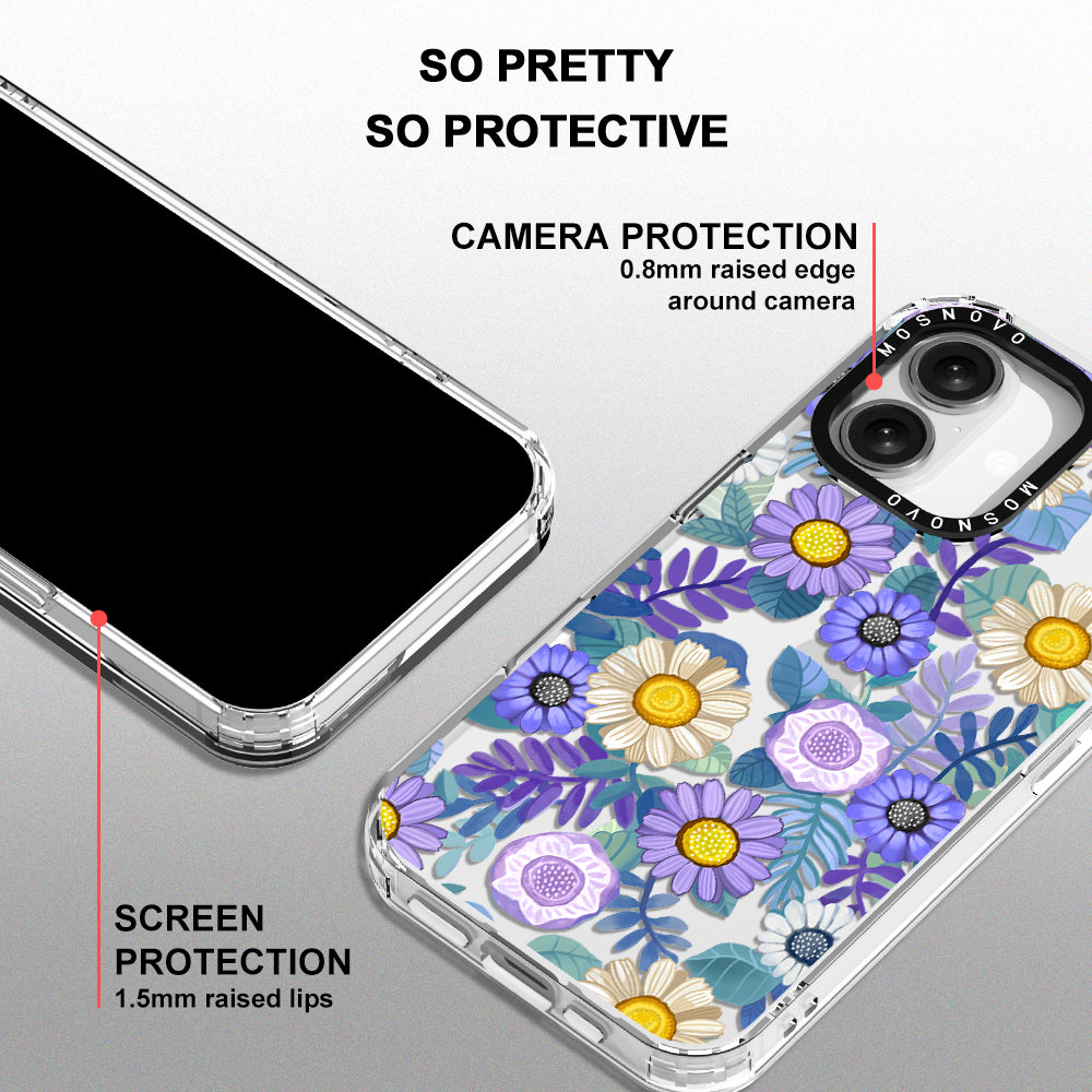 Purple Floral Phone Case - iPhone 16 Plus Case - MOSNOVO