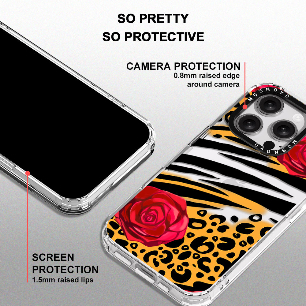 Wild Floral Leopard Phone Case - iPhone 16 Pro Case - MOSNOVO