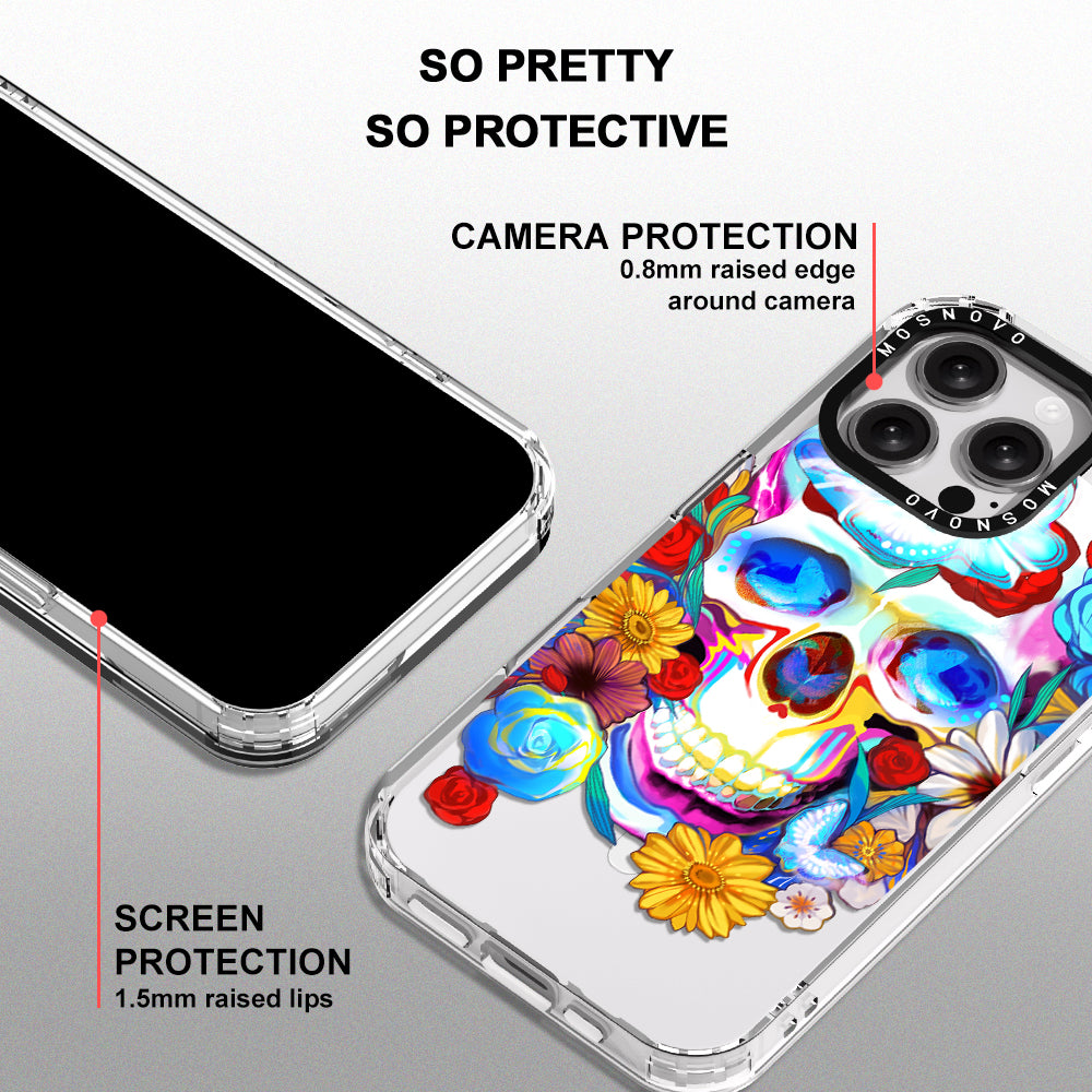 Neon Skull Phone Case - iPhone 16 Pro Max Case - MOSNOVO