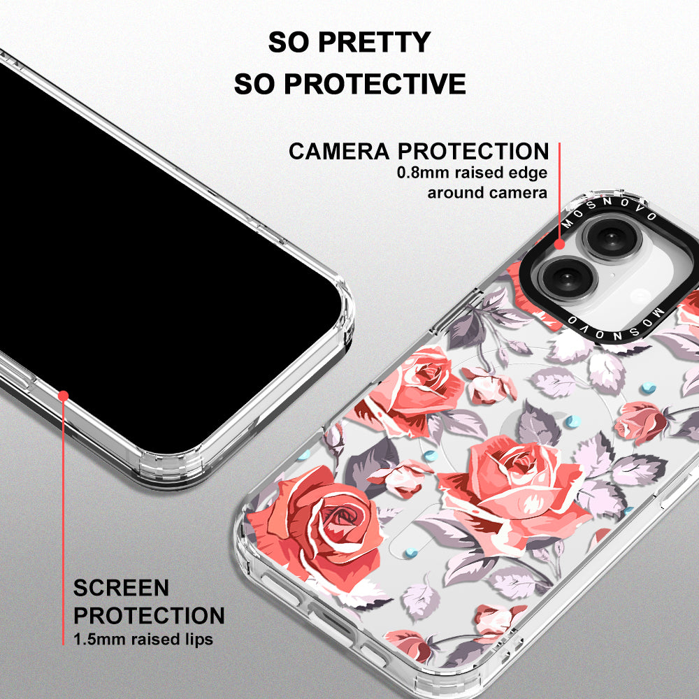 Retro Flower Roses Phone Case - iPhone 16 Plus Case - MOSNOVO