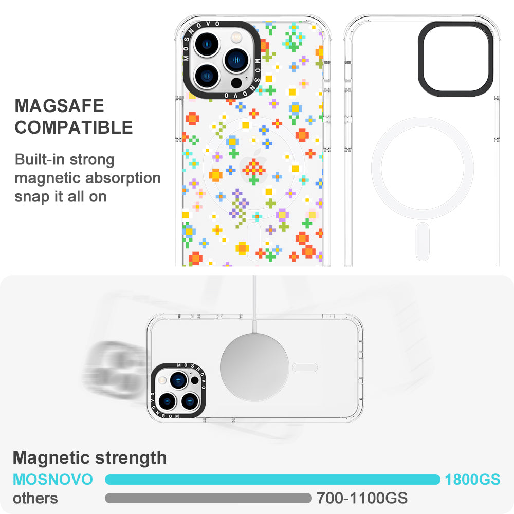 Pixel-Floral Phone Case - iPhone 13 Pro Max Case