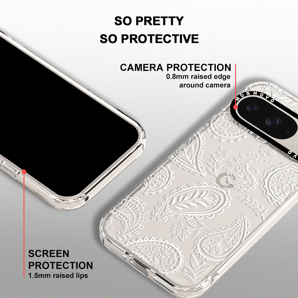 White Paisley Phone Case - Google Pixel 9 Case