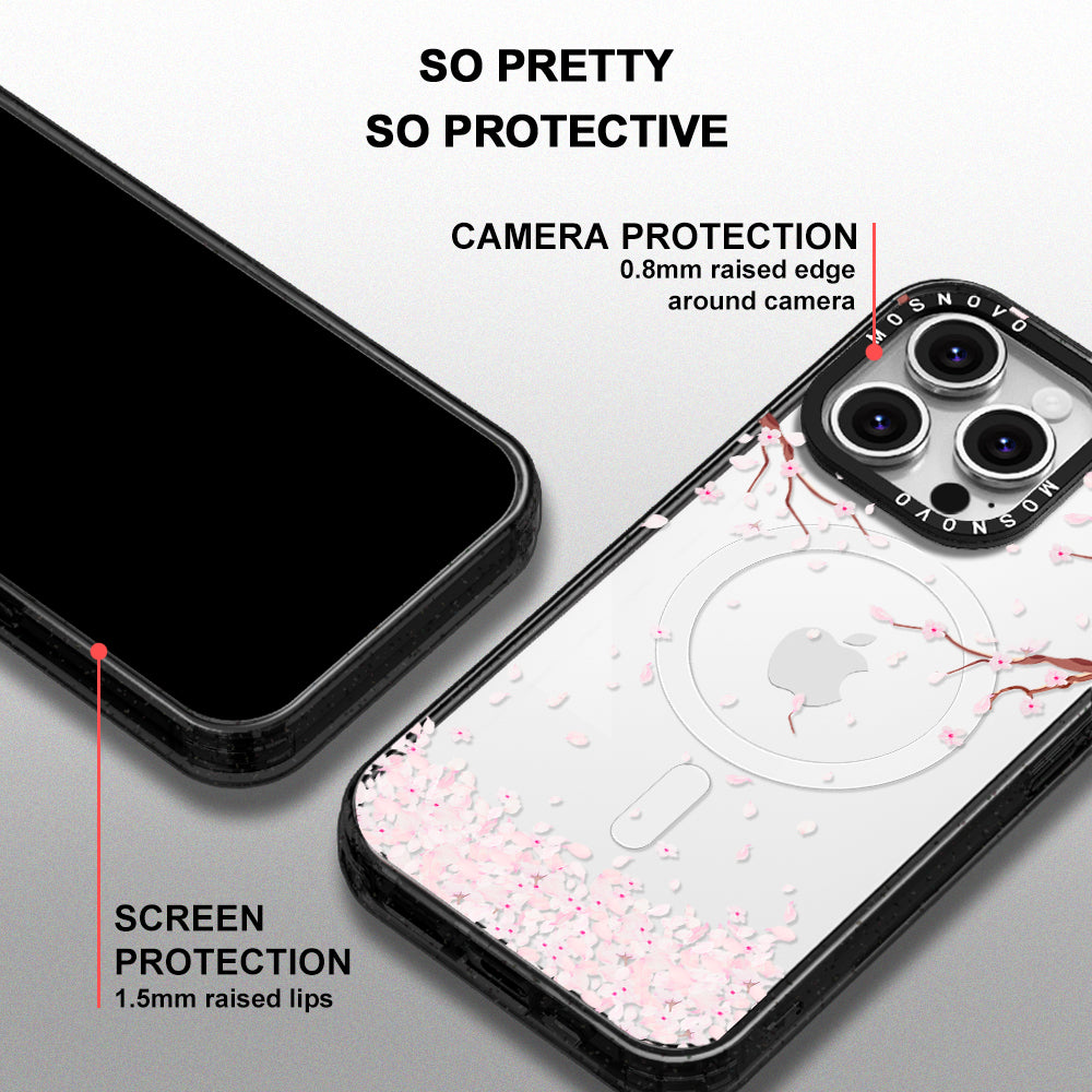 Sakura Phone Case - iPhone 16 Pro Case Clear Black ShockStone With MagSafe