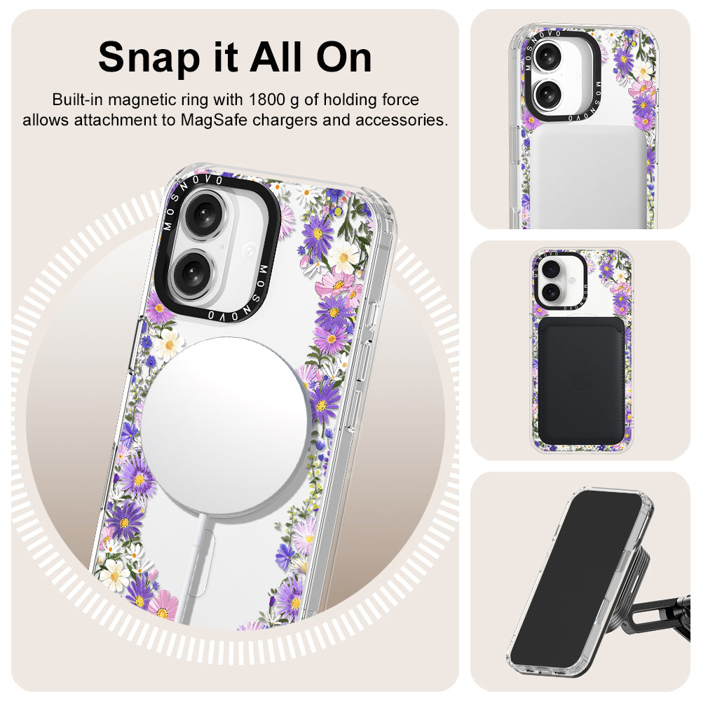 Purple Daisy Garden Phone Case - iPhone 16 Case - MOSNOVO