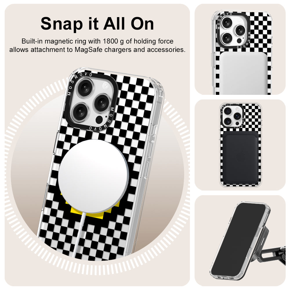 Smile Checkered Phone Case - iPhone 16 Pro Max Case - MOSNOVO