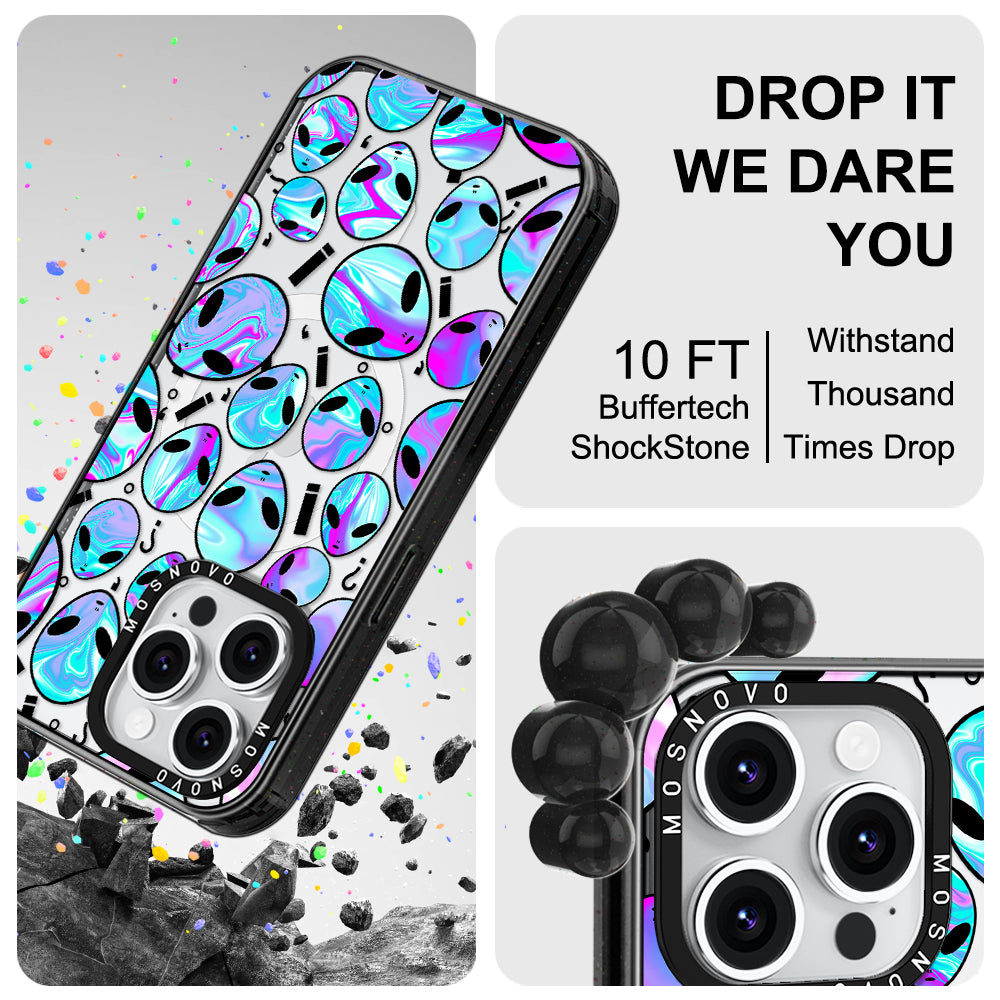 Alien Phone Case - iPhone 14 Pro Case Clear Black ShockStone With MagSafe