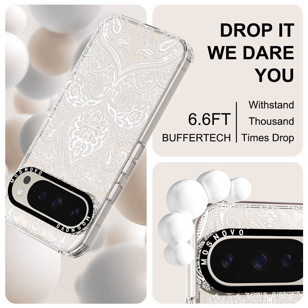 White Damask Phone Case - Google Pixel 9 Pro Case