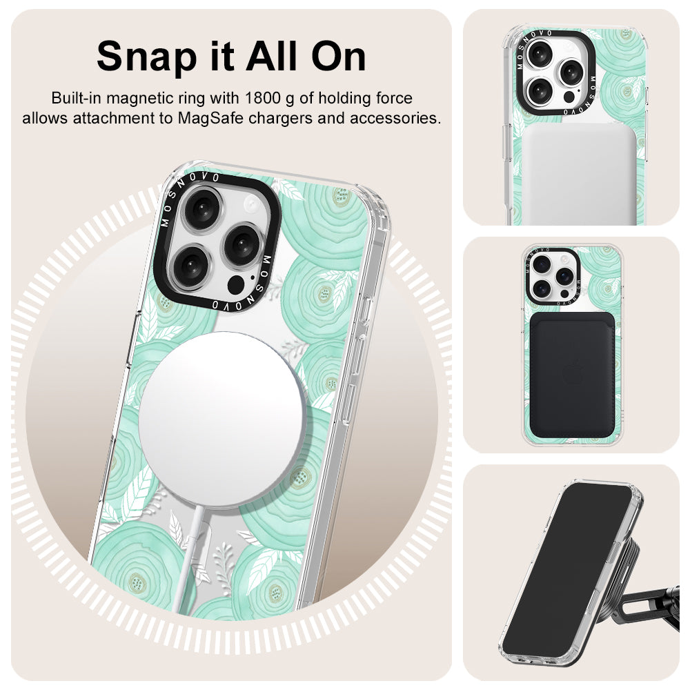 Mint Flower Phone Case - iPhone 16 Pro Max Case - MOSNOVO