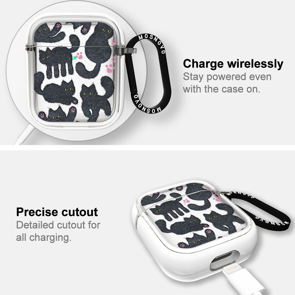 Black Furry Cat AirPods 1/2 Case