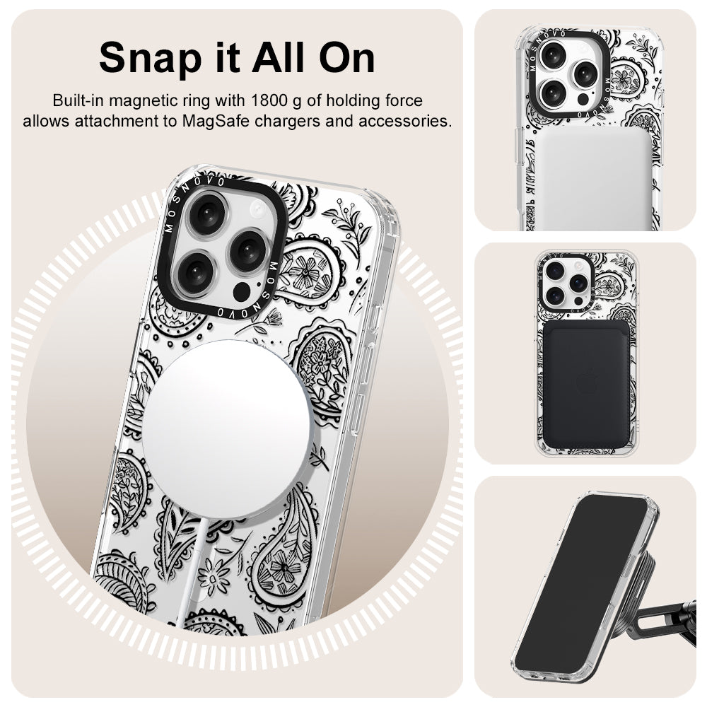 Black Paisley Phone Case - iPhone 16 Pro Max Case - MOSNOVO