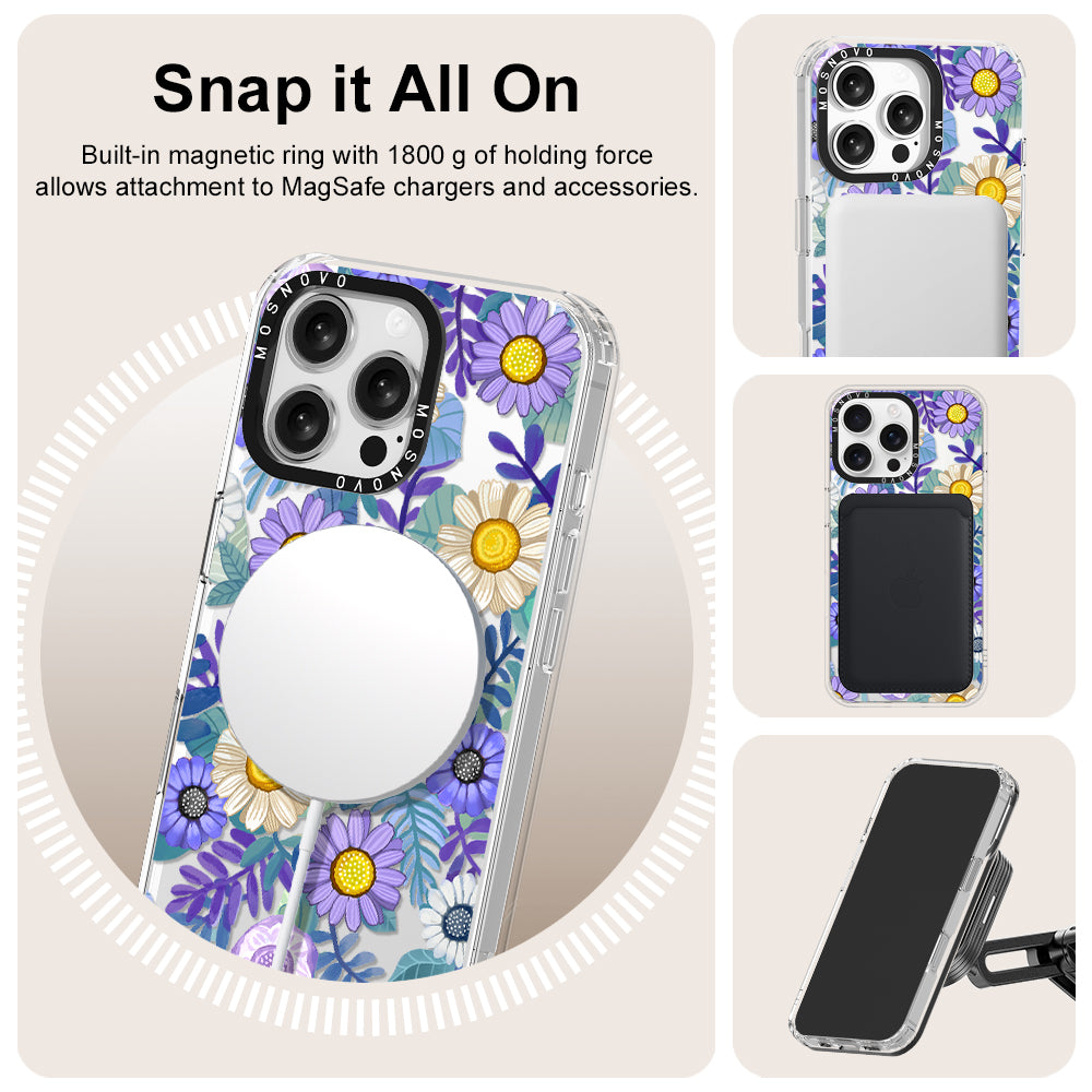 Purple Floral Phone Case - iPhone 16 Pro Max Case - MOSNOVO