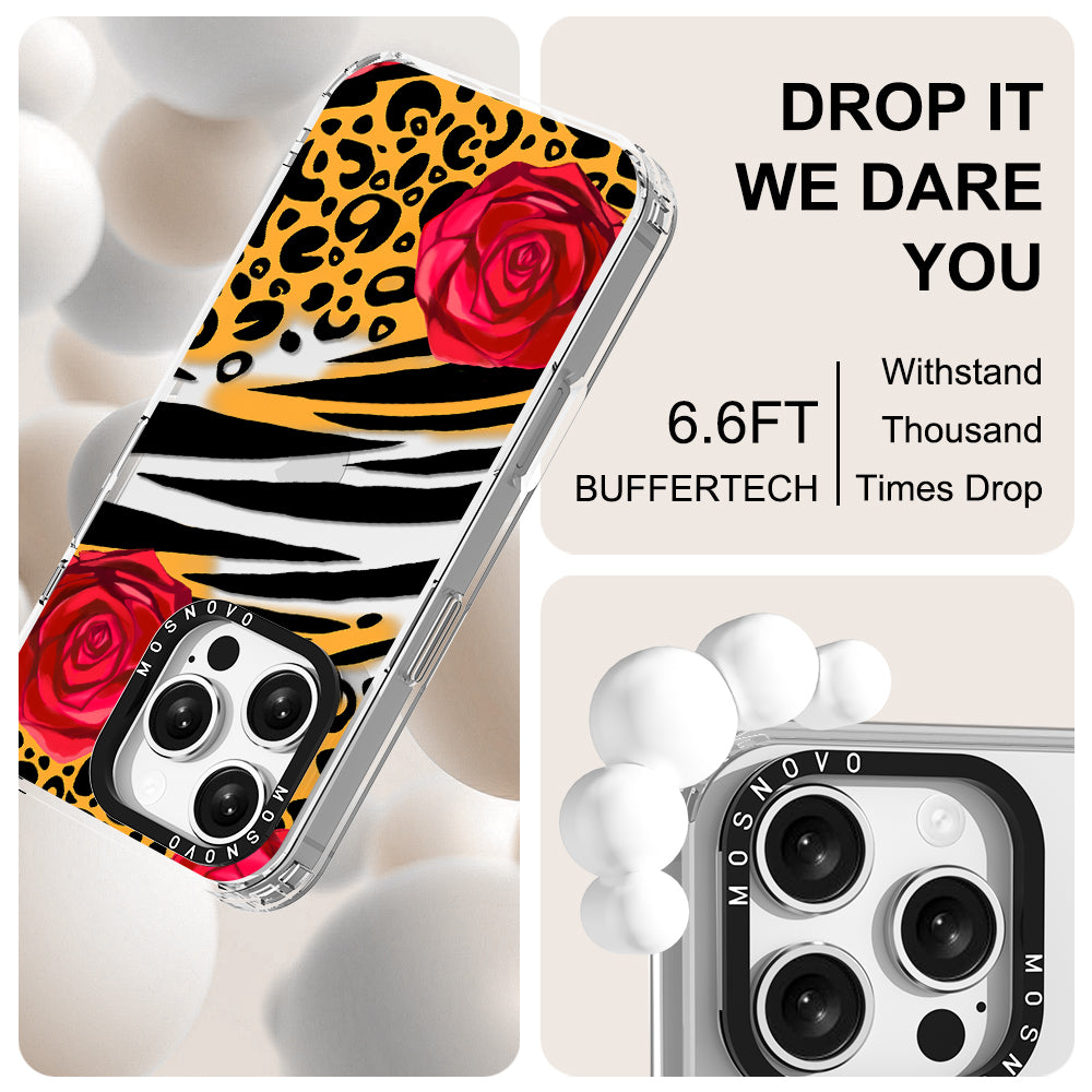 Wild Floral Leopard Phone Case - iPhone 16 Pro Case - MOSNOVO