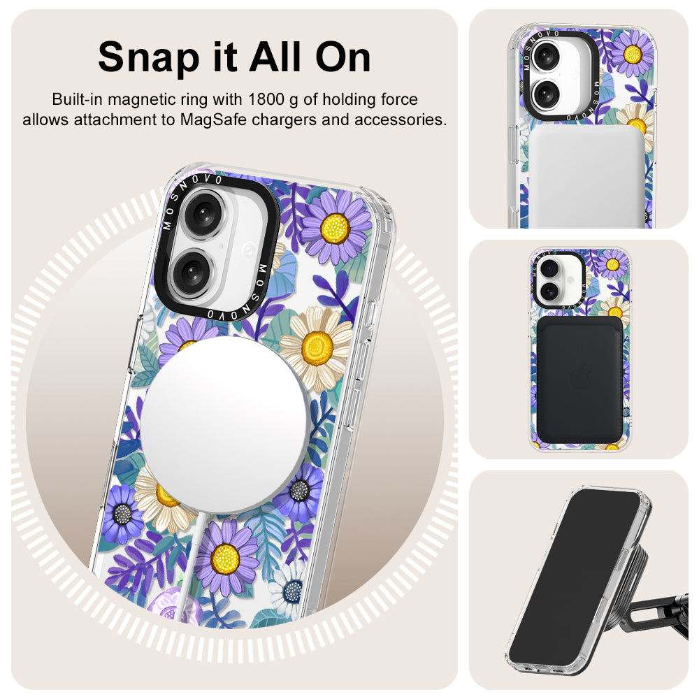 Purple Floral Phone Case - iPhone 16 Case - MOSNOVO