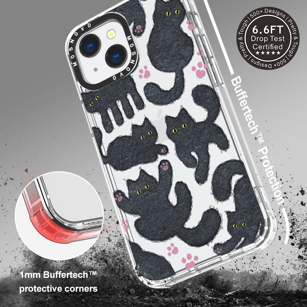 Black Furry Cat Phone Case - iPhone 13 Mini Case