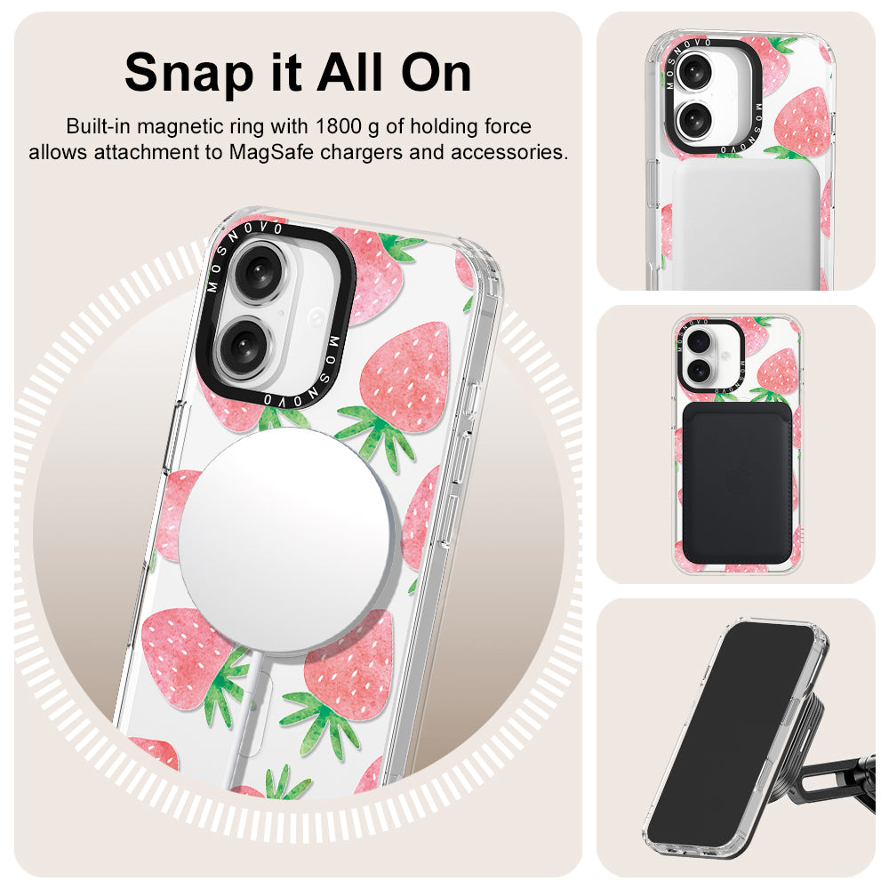 Pastel Strawberry Phone Case - iPhone 16 Case - MOSNOVO