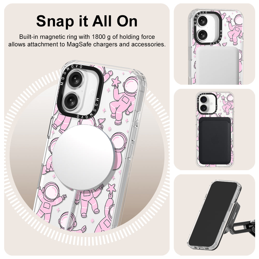 Pink Astronaut Phone Case - iPhone 16 Case - MOSNOVO