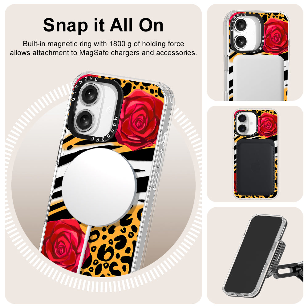 Wild Floral Leopard Phone Case - iPhone 16 Case - MOSNOVO