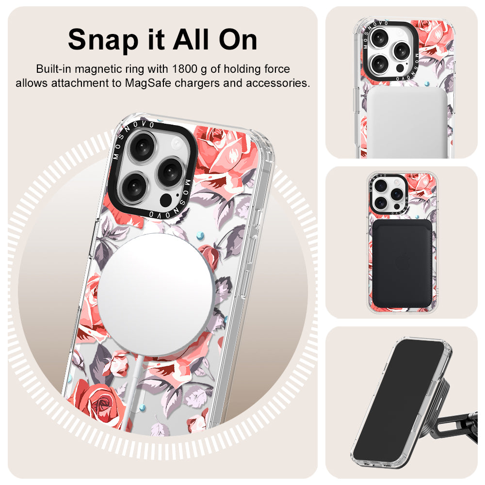 Retro Flower Roses Phone Case - iPhone 16 Pro Max Case - MOSNOVO