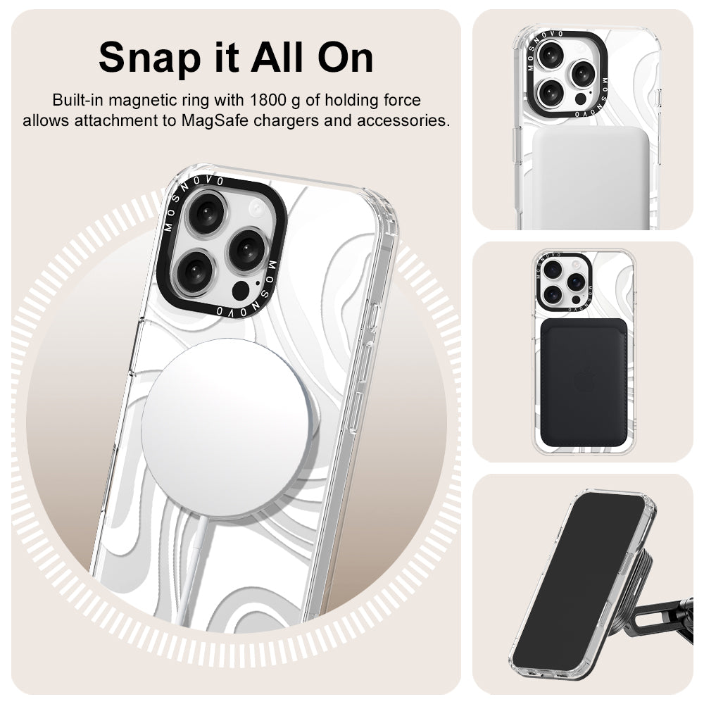 White Swirl Phone Case - iPhone 16 Pro Max Case - MOSNOVO