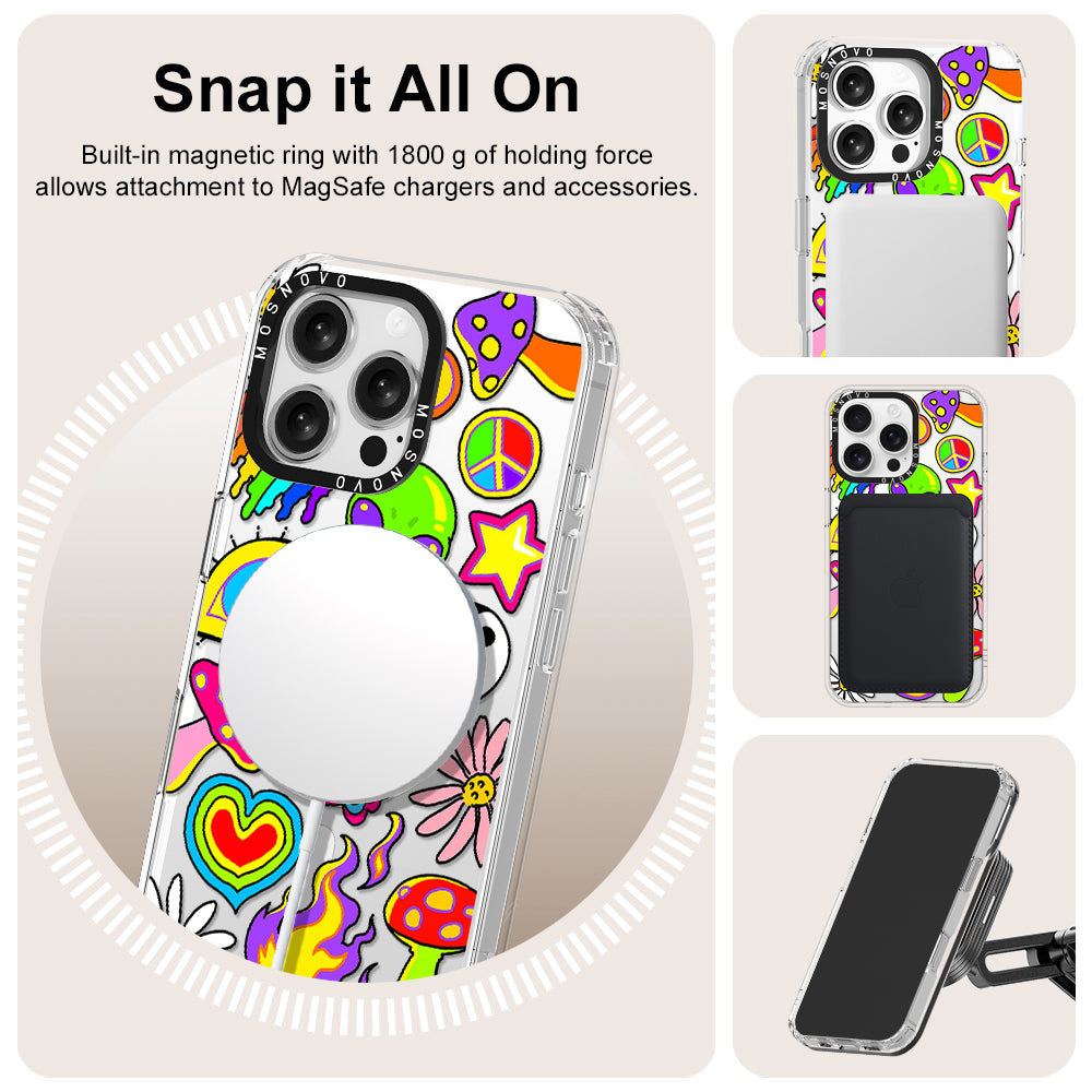 Hippie Rainbow Face Love Phone Case - iPhone 16 Pro Max Case - MOSNOVO