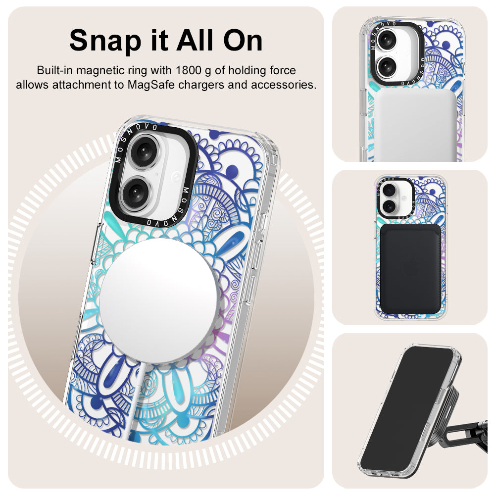 Violet Blue Mandala Phone Case - iPhone 16 Plus Case - MOSNOVO