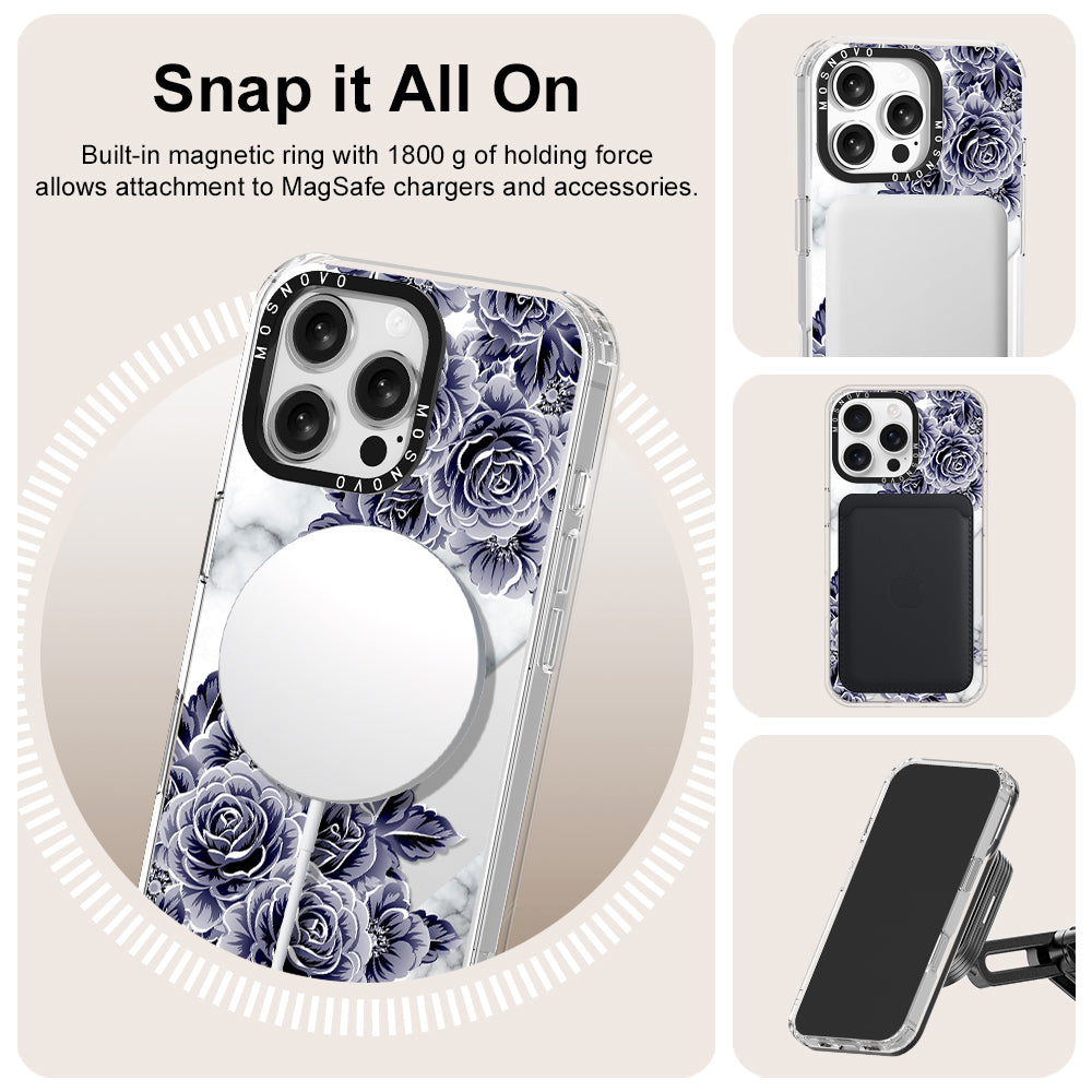 Marble with Purple Flowers Phone Case - iPhone 16 Pro Max Case - MOSNOVO