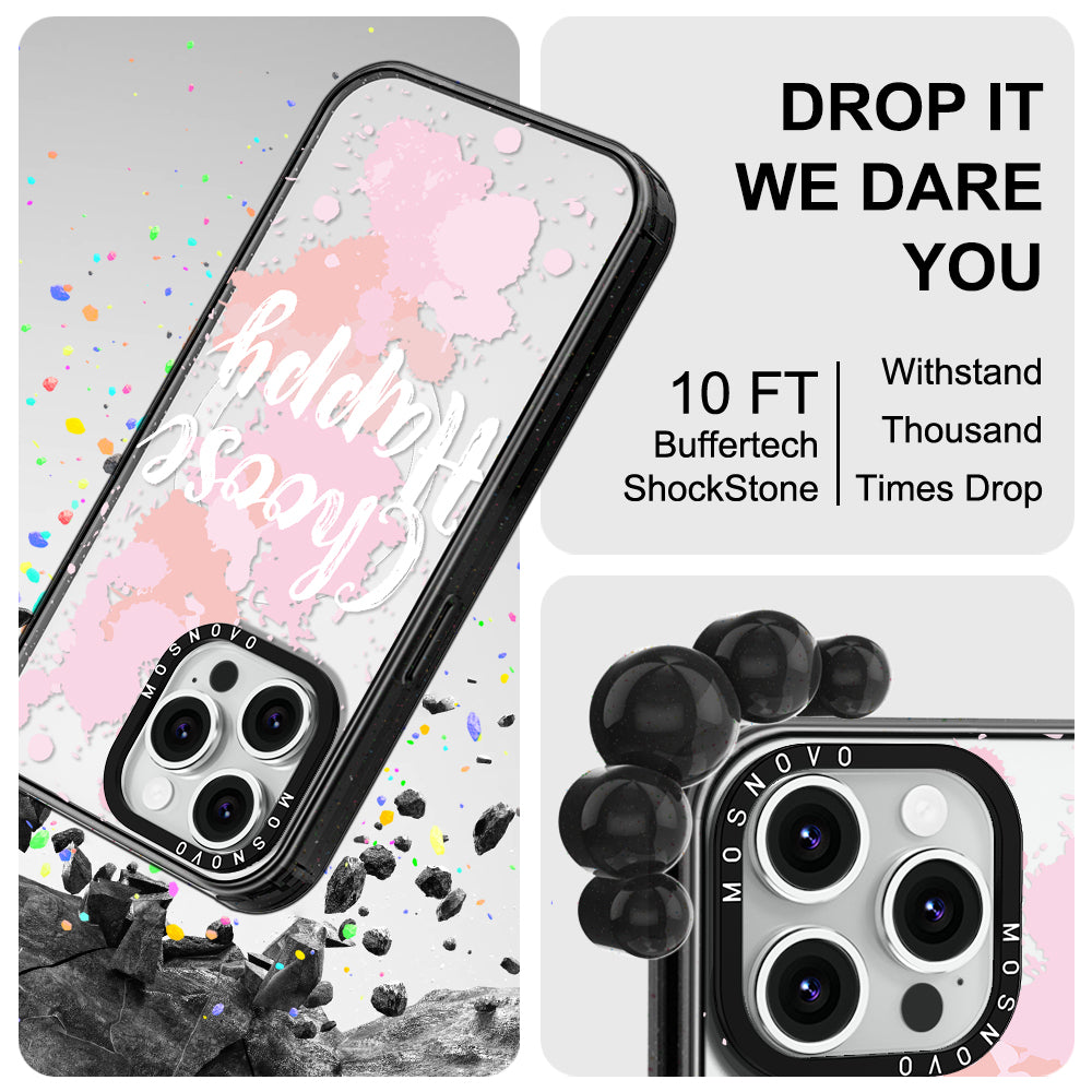 Choose Happy Phone Case - iPhone 14 Pro Max Case Clear Black ShockStone With MagSafe