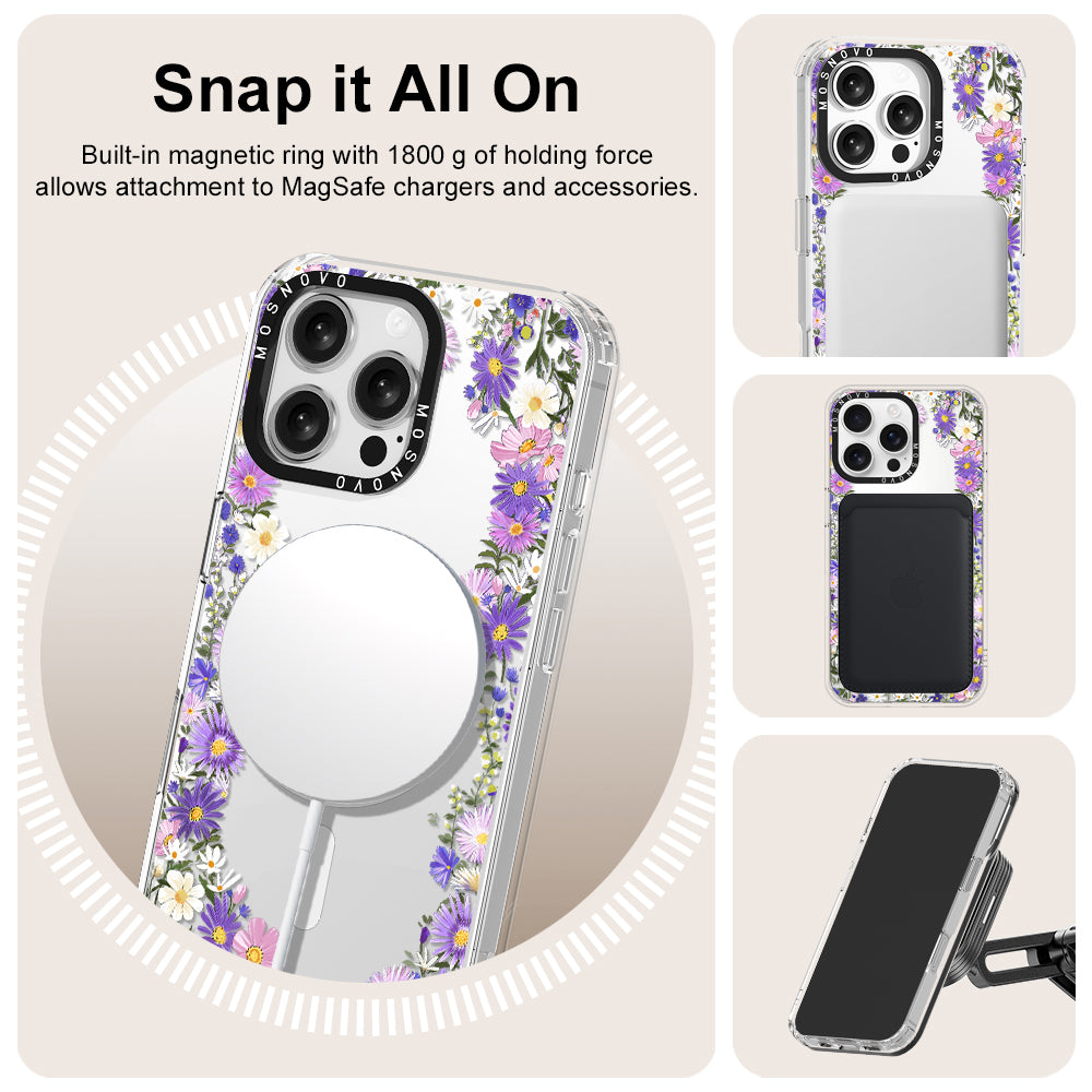 Purple Daisy Garden Phone Case - iPhone 16 Pro Max Case - MOSNOVO