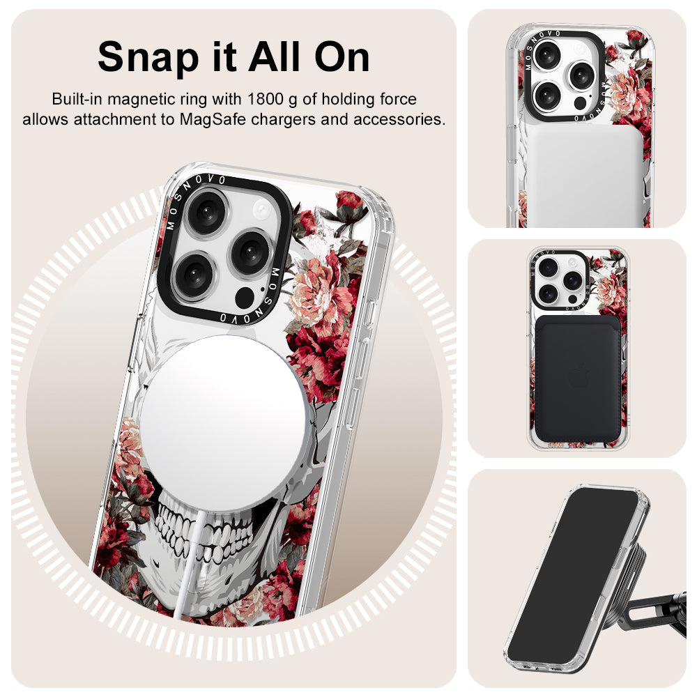 Red Flower Skull Phone Case - iPhone 16 Pro Case - MOSNOVO