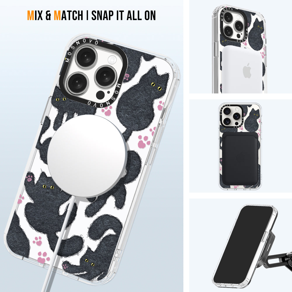 Black Furry Cat Phone Case - iPhone 15 Pro Max Case