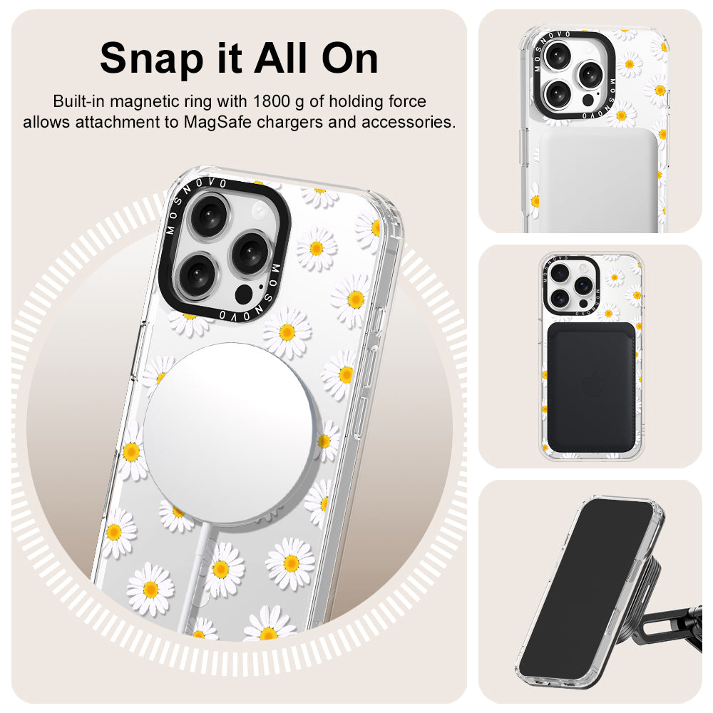 White Daisy Phone Case - iPhone 16 Pro Max Case - MOSNOVO