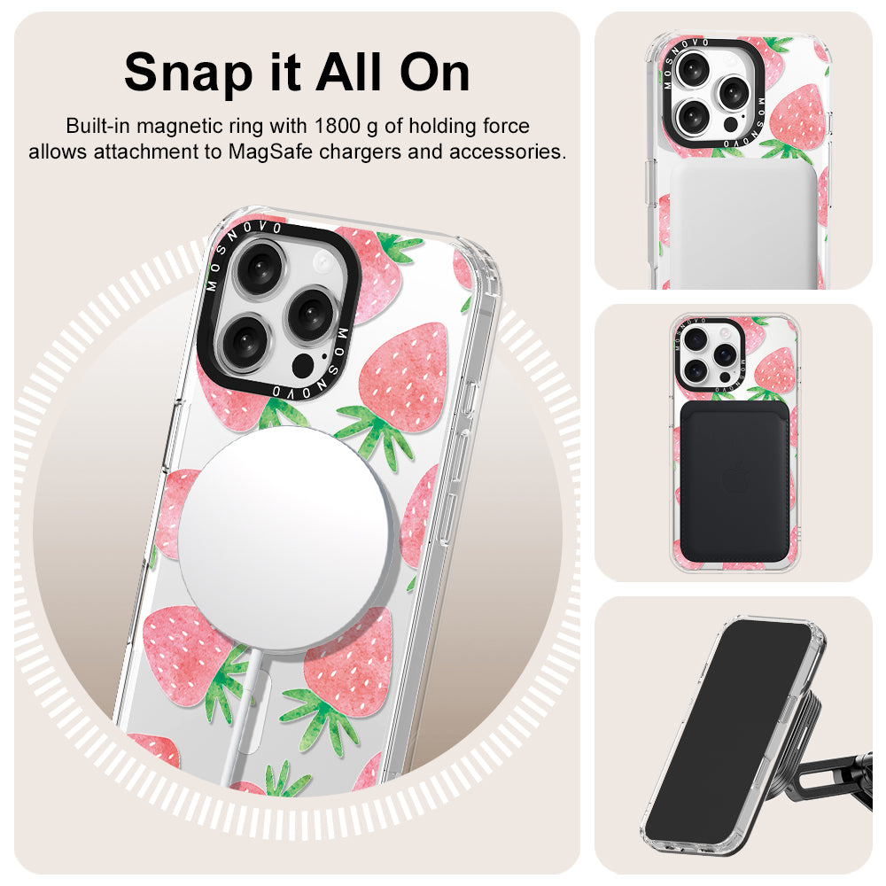 Pastel Strawberry Phone Case - iPhone 16 Pro Max Case - MOSNOVO