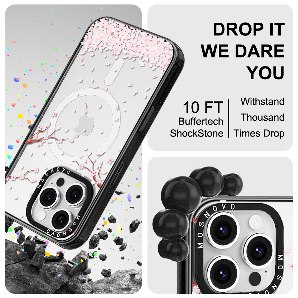 Sakura Phone Case - iPhone 16 Pro Case Clear Black ShockStone With MagSafe