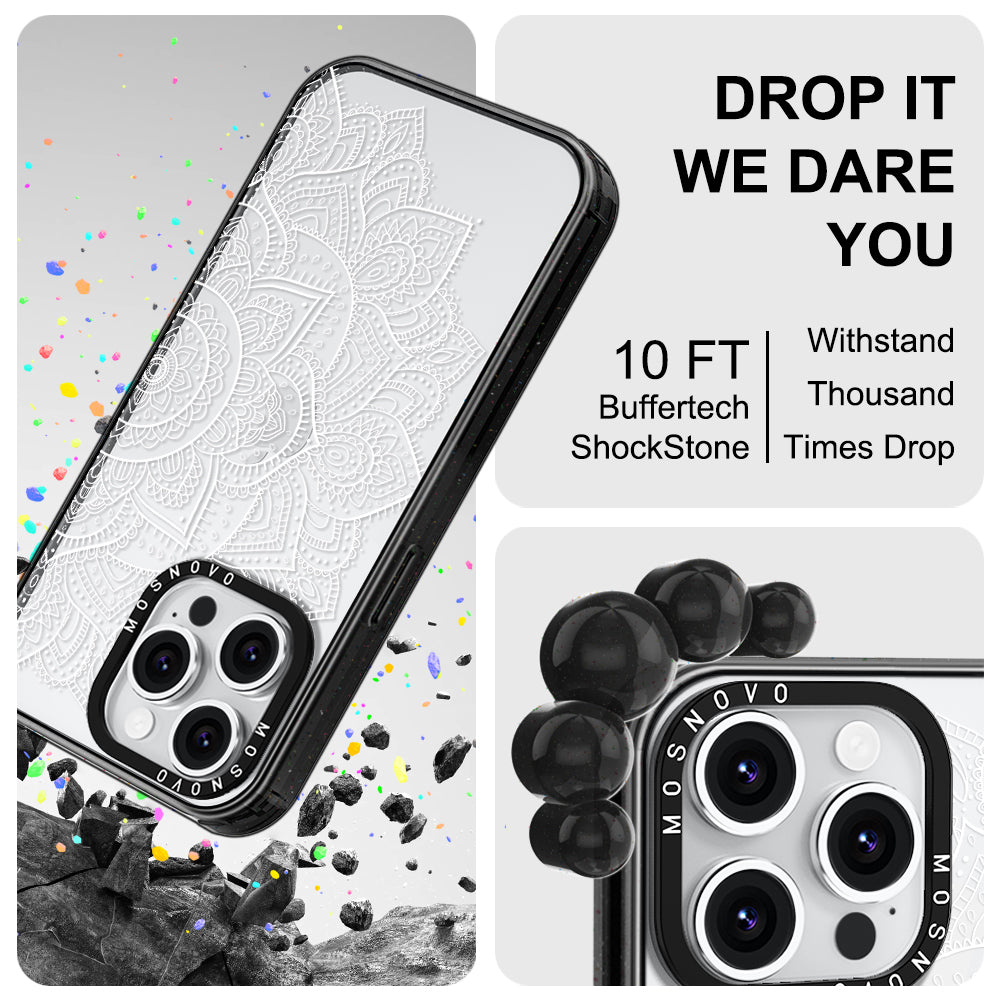 Half Mandala Phone Case - iPhone 14 Pro Case Clear Black ShockStone