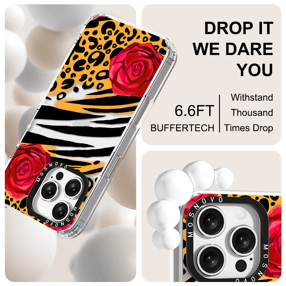 Wild Floral Leopard Phone Case - iPhone 16 Pro Max Case - MOSNOVO