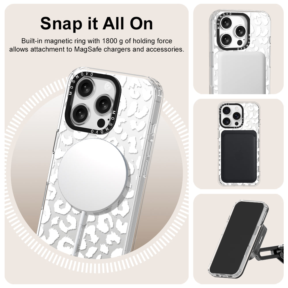 White Leopard Phone Case - iPhone 16 Pro Case - MOSNOVO