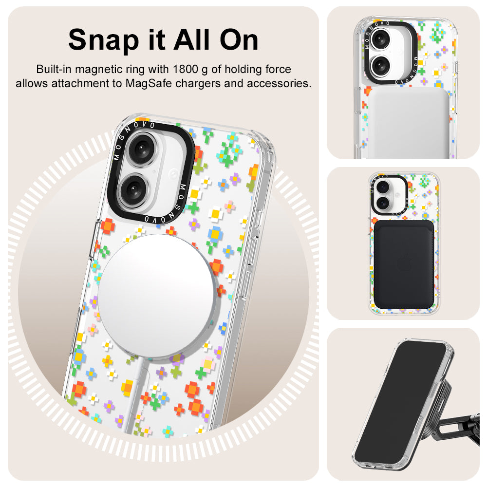 Pixel-Floral Phone Case - iPhone 16 Case