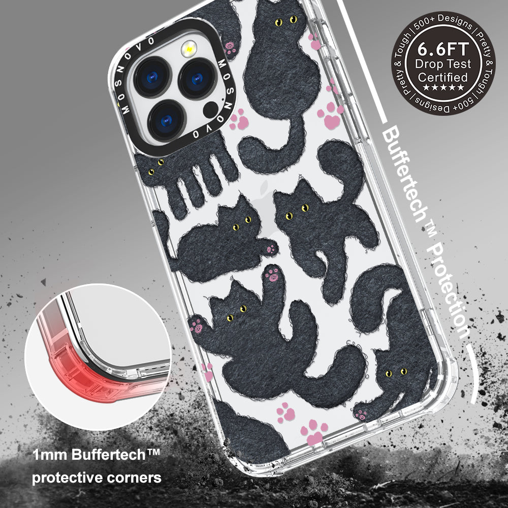 Black Furry Cat Phone Case - iPhone 13 Pro Case