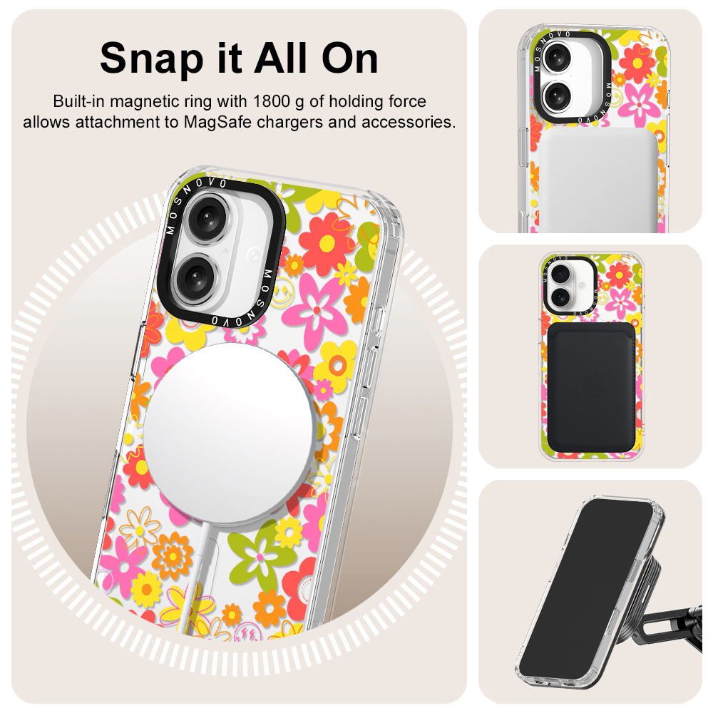 70's Groovy Floral Phone Case - iPhone 16 Plus Case - MOSNOVO