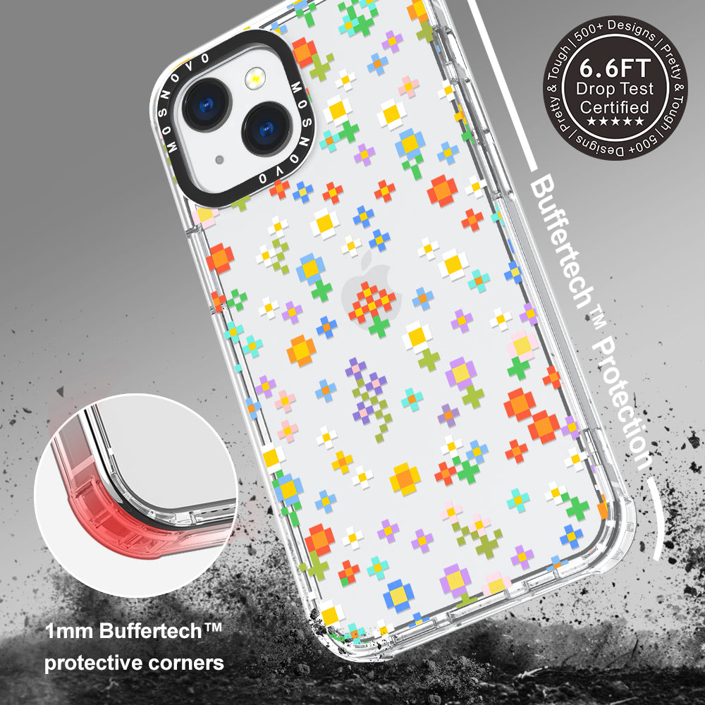 Pixel-Floral Phone Case - iPhone 13 Mini Case