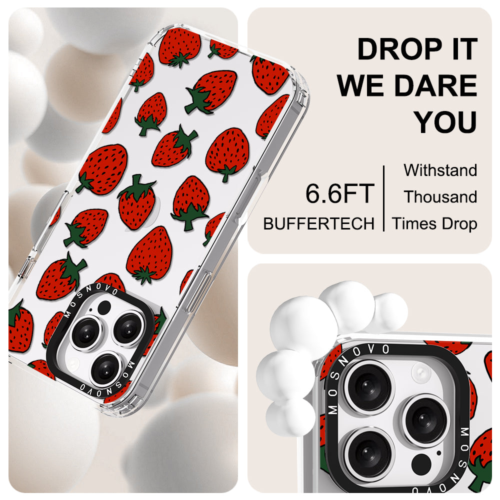 Red Strawberry Phone Case - iPhone 16 Pro Max Case - MOSNOVO