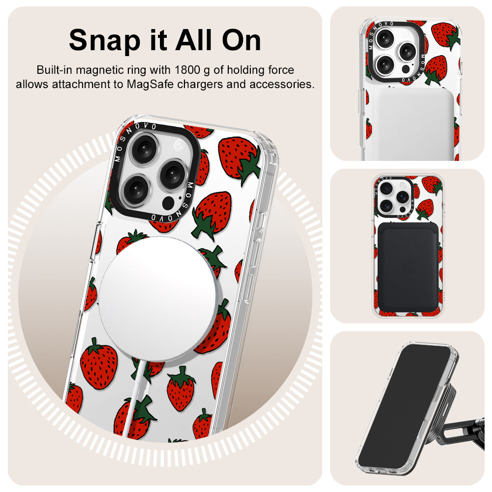 Red Strawberry Phone Case - iPhone 16 Pro Max Case - MOSNOVO