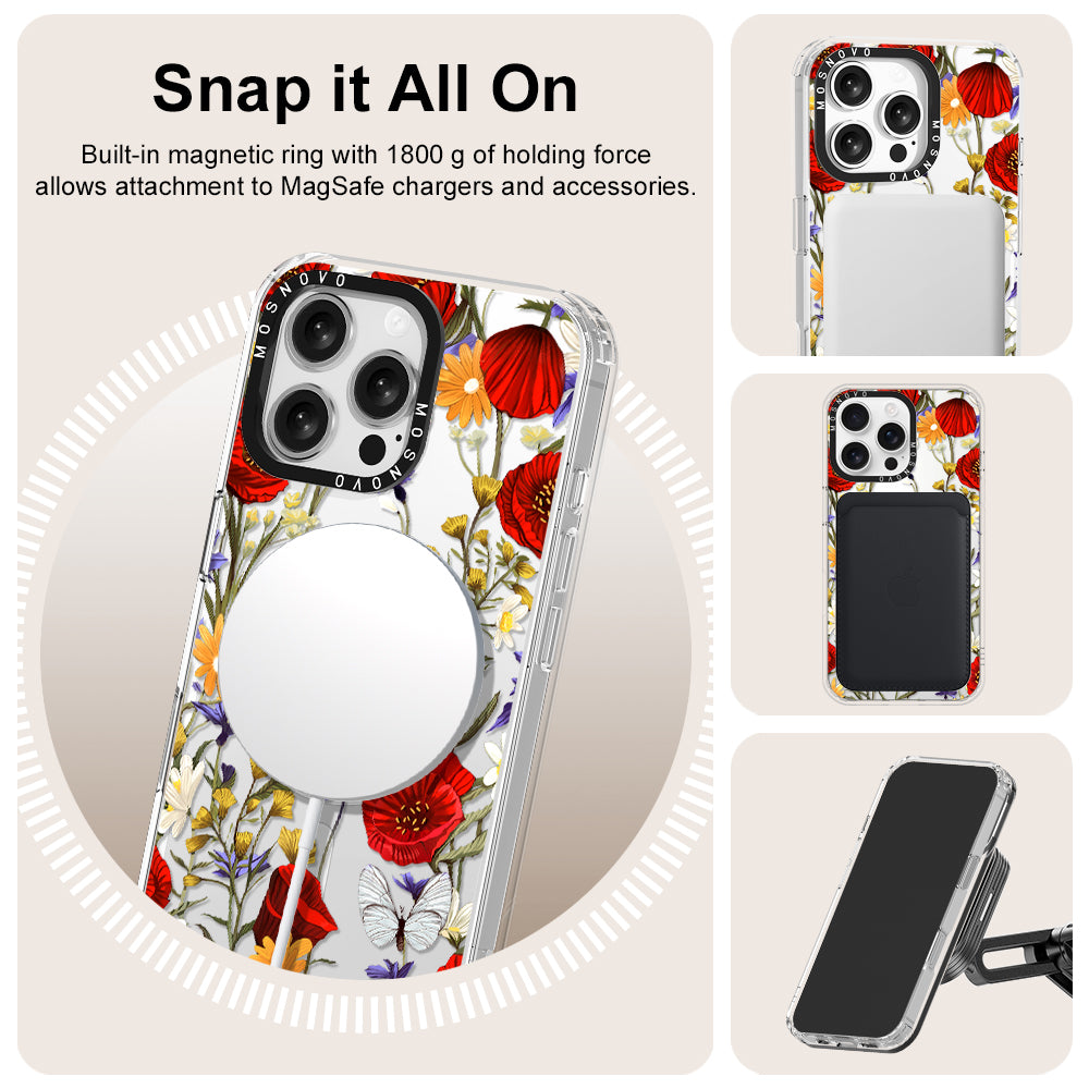 Poppy Floral Phone Case - iPhone 16 Pro Max Case - MOSNOVO