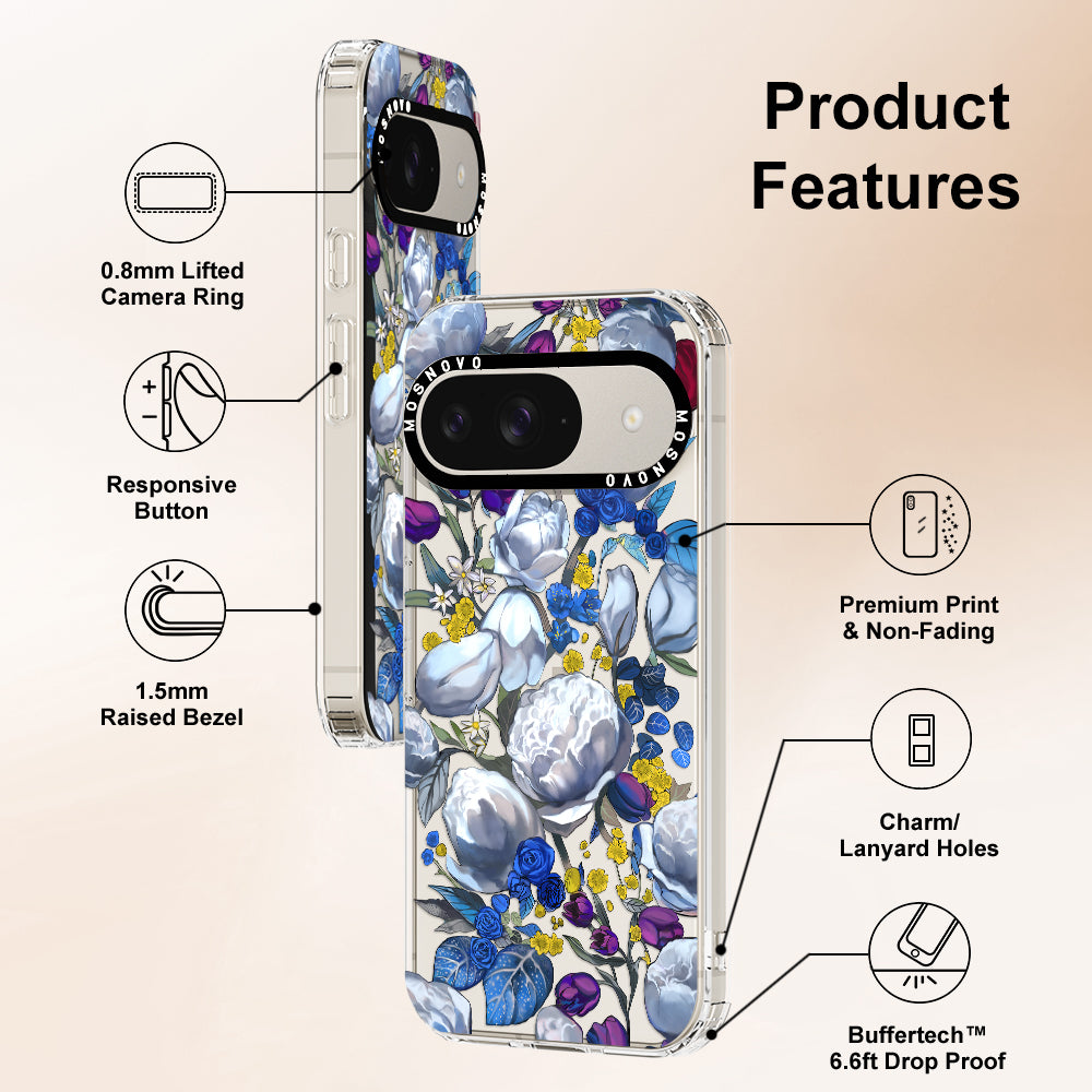 Purple Blue Floral Phone Case - Google Pixel 9 Case