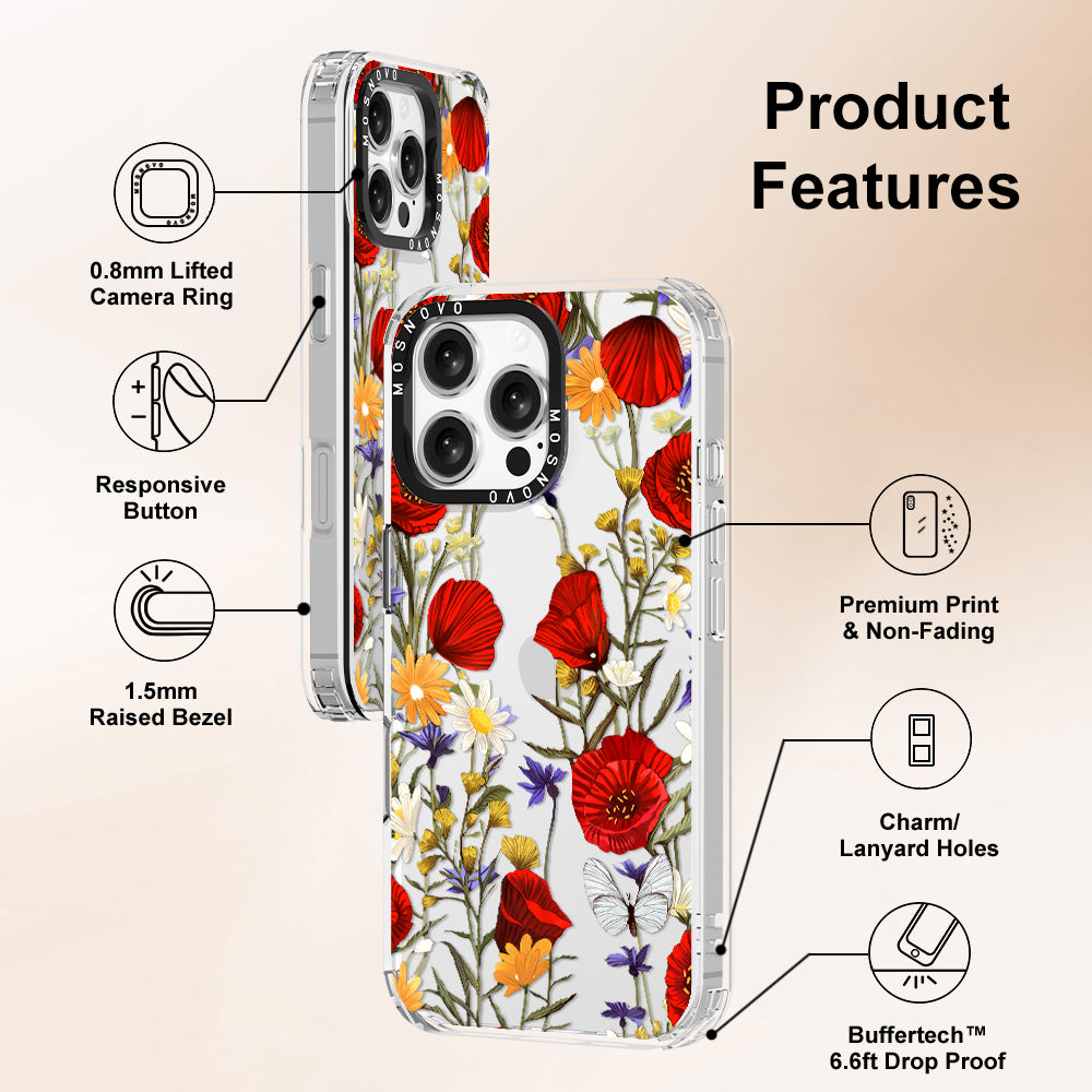 Poppy Floral Phone Case - iPhone 16 Pro Max Case - MOSNOVO